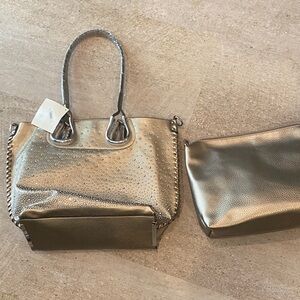 Elegant Gold Tote Bag Set Texas leather manufacturing